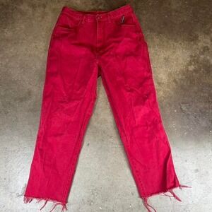Vintage 90s Rocky Mountain Red denim jeans with frayed hem Size womens Small